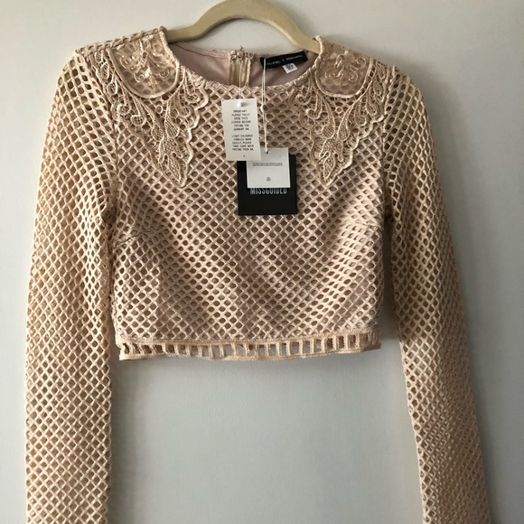 Carli Bybel x Missguided Mesh Embroidered Top NWT - Picture 5 of 10